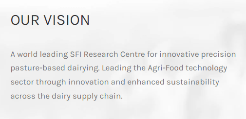Text outlining VistaMilk's vision to innovate across the dairy supply chain